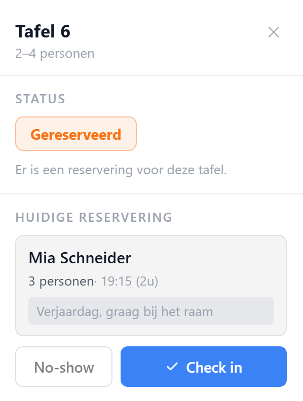 Check in a guest or mark a no-show